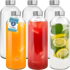 Bottiglia D'Acqua in Vetro Da 1 Litro, Confezione Da 6 Bottiglie Di Vetro Vuote 