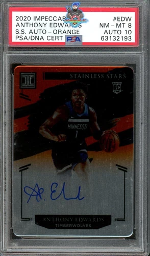 2020 Anthony Edwards PSA 8 10 Impeccable Stainless Steel Auto #SSAEDW 11/25