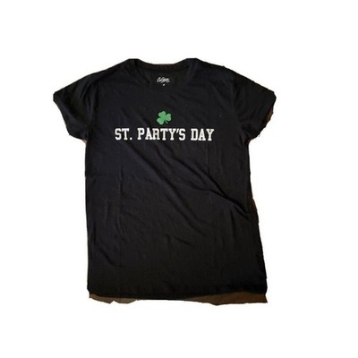 City Streets T-Shirt Black St. Partys Day Graphic Shamrock Short Sleeve Tee M