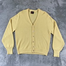 Vintage 70s Arnold Palmer Cardigan Sweater Mens L Yellow Orlon ILGWU Made in USA