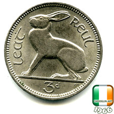 An IRISH 1966 THREEPENCE 3d coin, 60 Years Old!