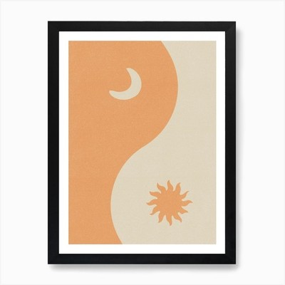 Mond und Sonne Yin Yang Druck Boho Wa gerahmt Wandbild Poster Leinwanddruck Bild
