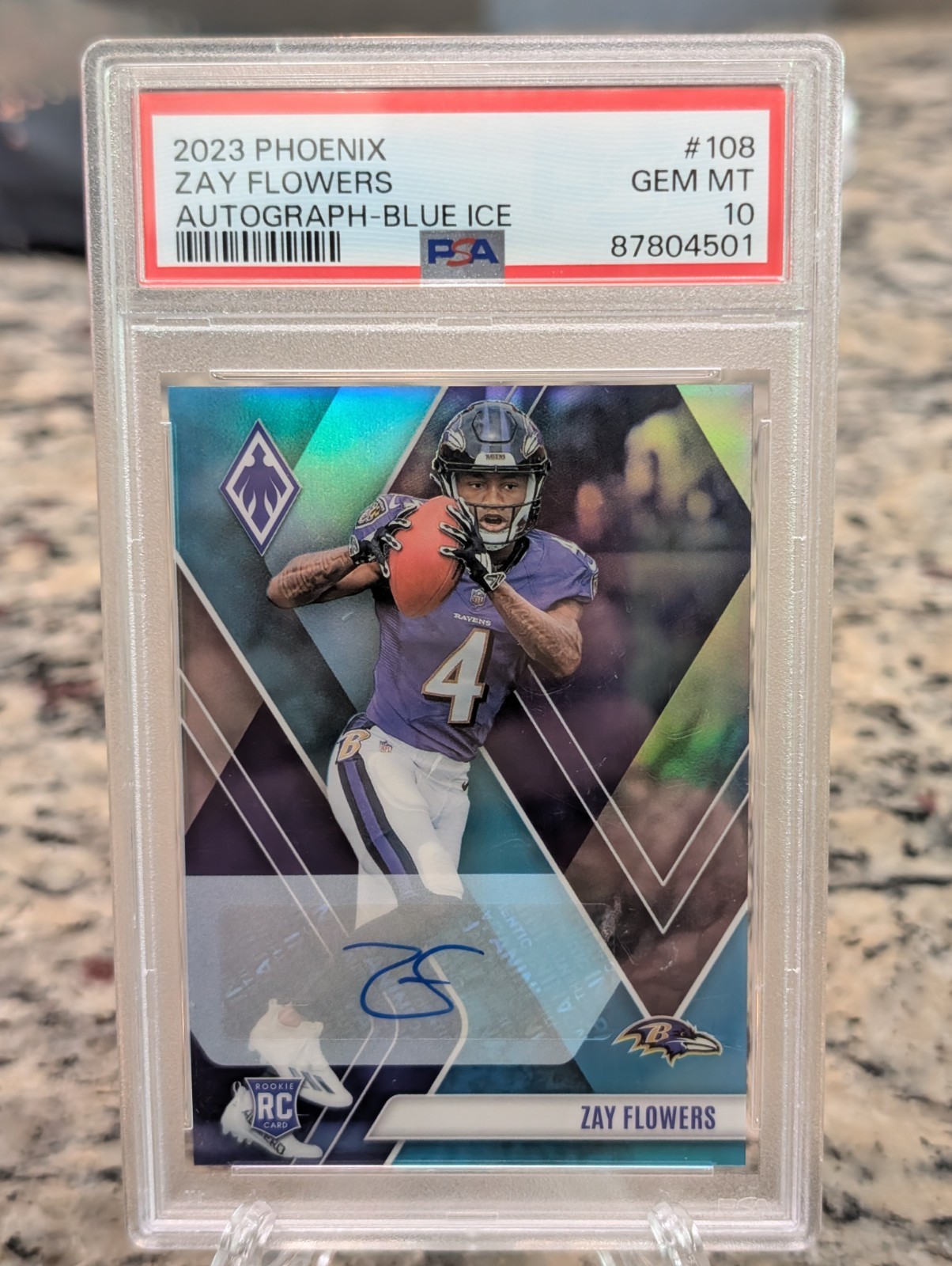 Zay Flowers Panini Phoenix #108 Autograph Blue Ice