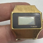 Vintage Timex Digital H Cell Watch Men 34mm Gold Tone Rectangle —(F)