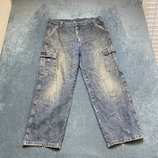 Wrangler Cargo Jeans Men 38x30 Blue Denim Cot...