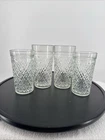 Vintage Anchor Hocking Quilted Diamond Cut Glasses  Pressed Glass 6” X2, 5.5” X2