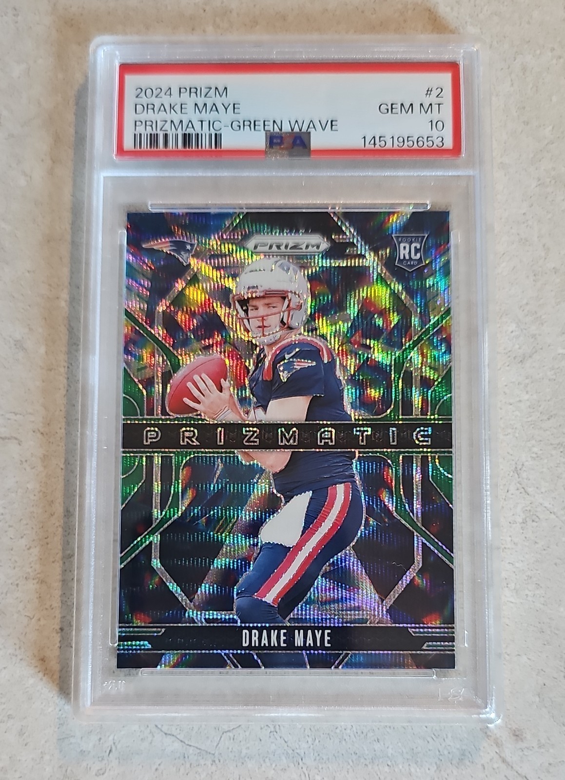 2024 Panini Prizm - Prizmatic Drake Maye #2 Green Wave Prizm (RC)