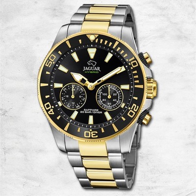 Jaguar Herrenuhr Edelstahl silber gold Jaguar Connected Armbanduhr UJ889/2