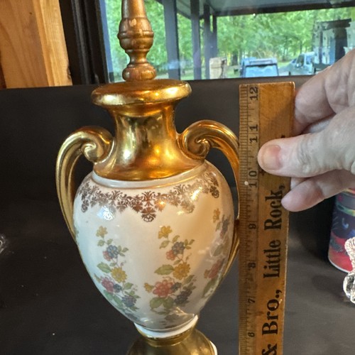 Antique Hand Painted Porcelain Lamp , Double  Handles  - Picture 2 of 6