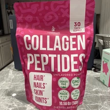 InstaSkincare Collagen Peptides Powder 30 Day Supply Unflavored Hair Nails Skin