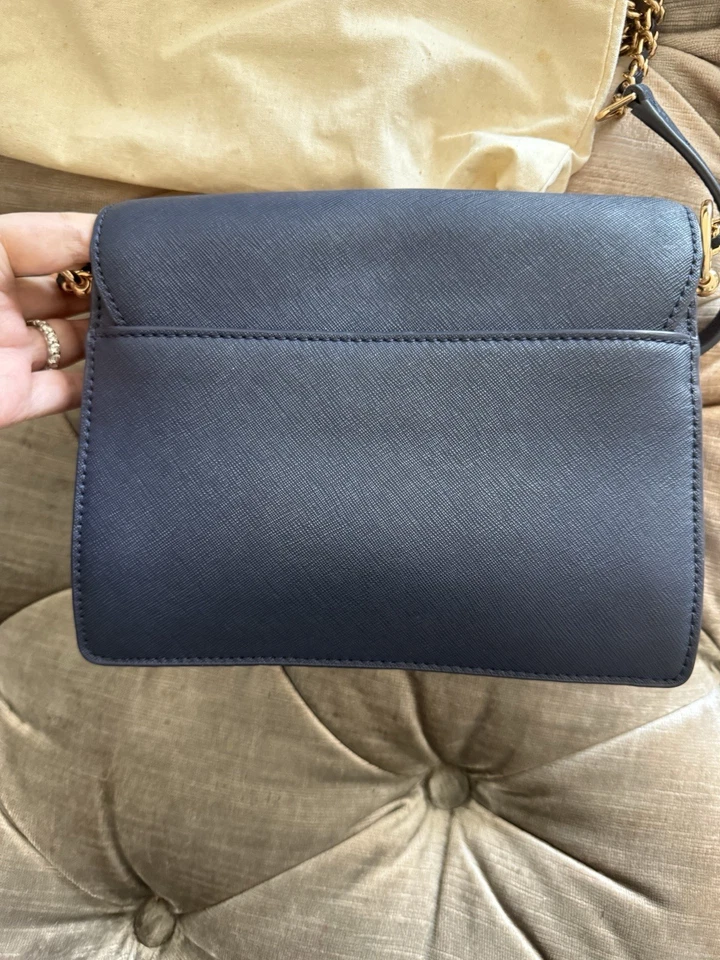 Bolso de Hombro Tory Burch Logo Guijarro en Onda de Marea 34033 Azul Foto 3 de 4