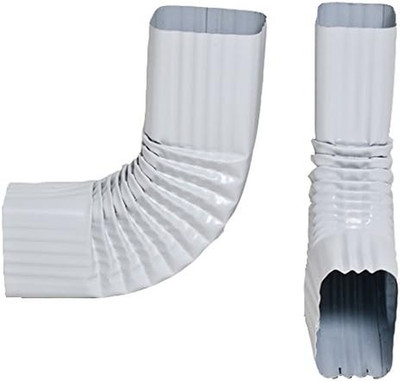 2x3, 90 degree, Style B, Aluminum Downspout Gutter Elbow - Low Gloss White