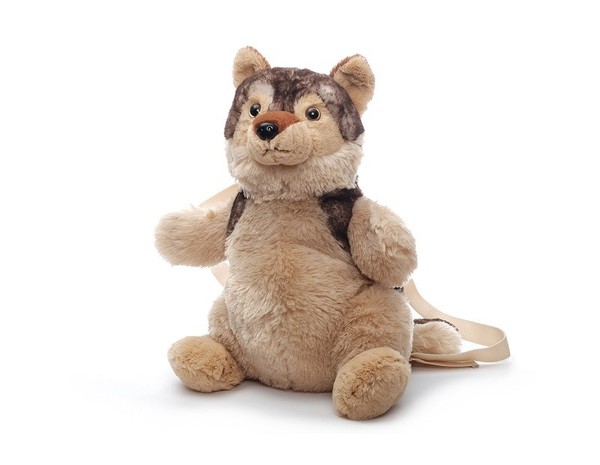 Inware Rucksack Wolf-Rucksack Braun-Beige 36 Cm PlüSchrucksack PlüSchwolf-image
