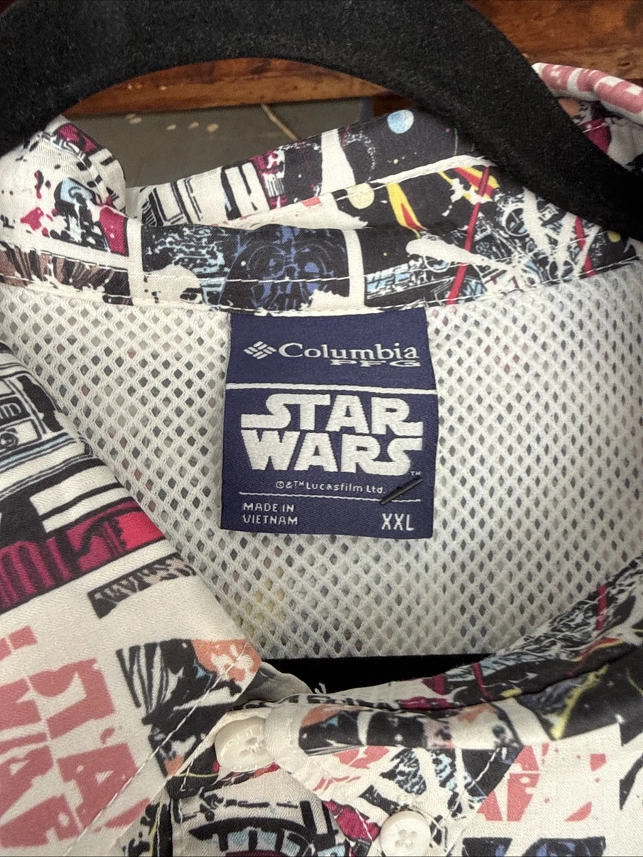 Camisa de manga corta para hombre 2XL Columbia PFG Star Wars Super Tamiami Chewbacca R2D2