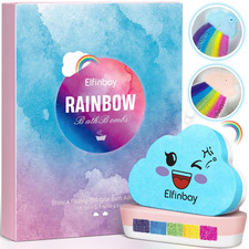 Rainbow Cloud Bath Bomb for Girls, 2 Extra Large Handmade Bath Bombs for Kids Bu