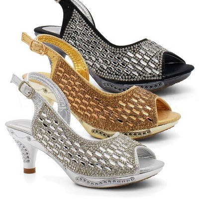Mädchen Diamant Braut Sandalen Kinder Kids Hochzeit Party niedriger Pfennigabsatz Schuhe
