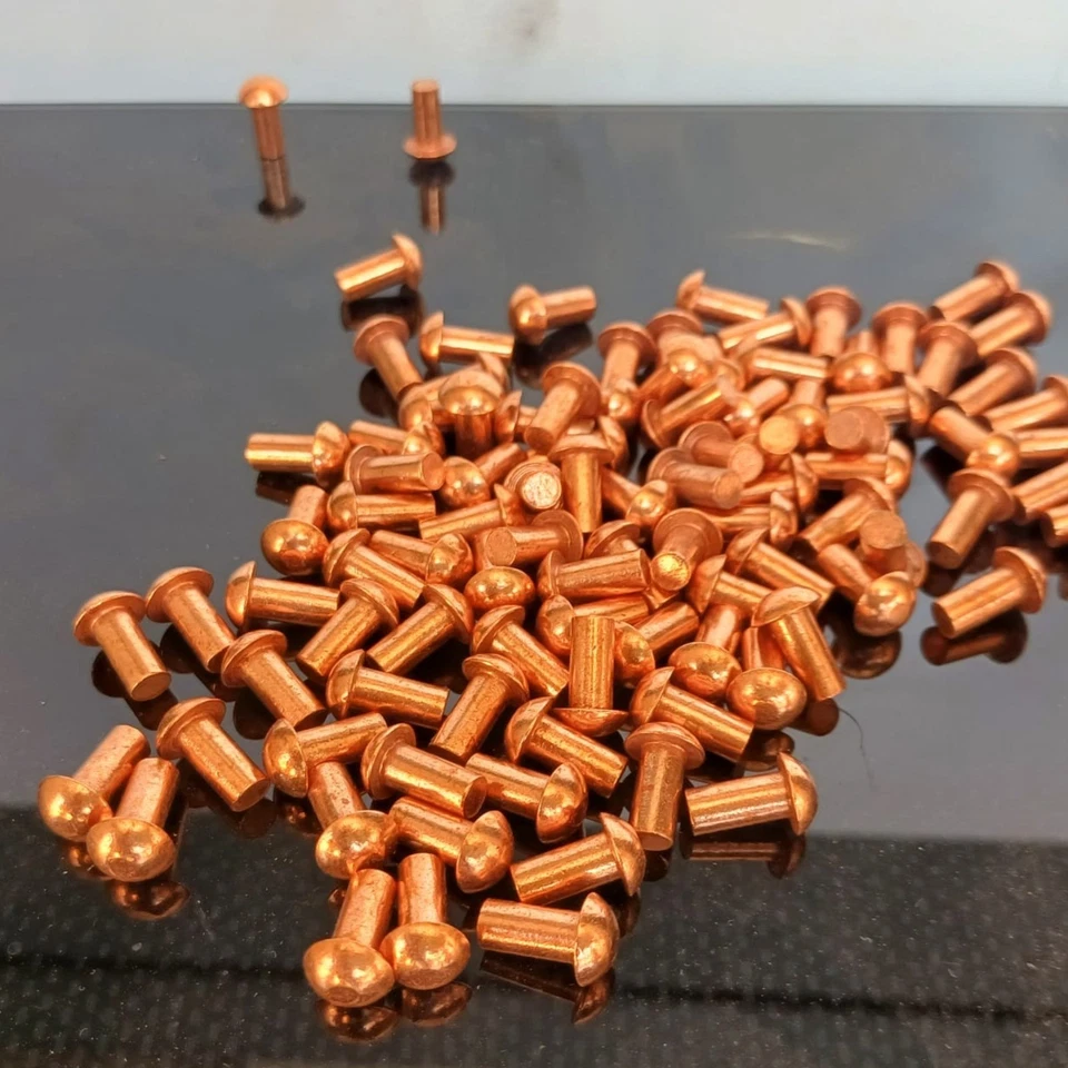 Ribattini in Rame 4x10 mm 100pz  Chiodi Rivetti Resistenti per Lavorazioni Met - Immagine 3 di 3