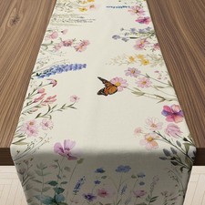 Floral Leaves Summer Table Runner - Spring De...