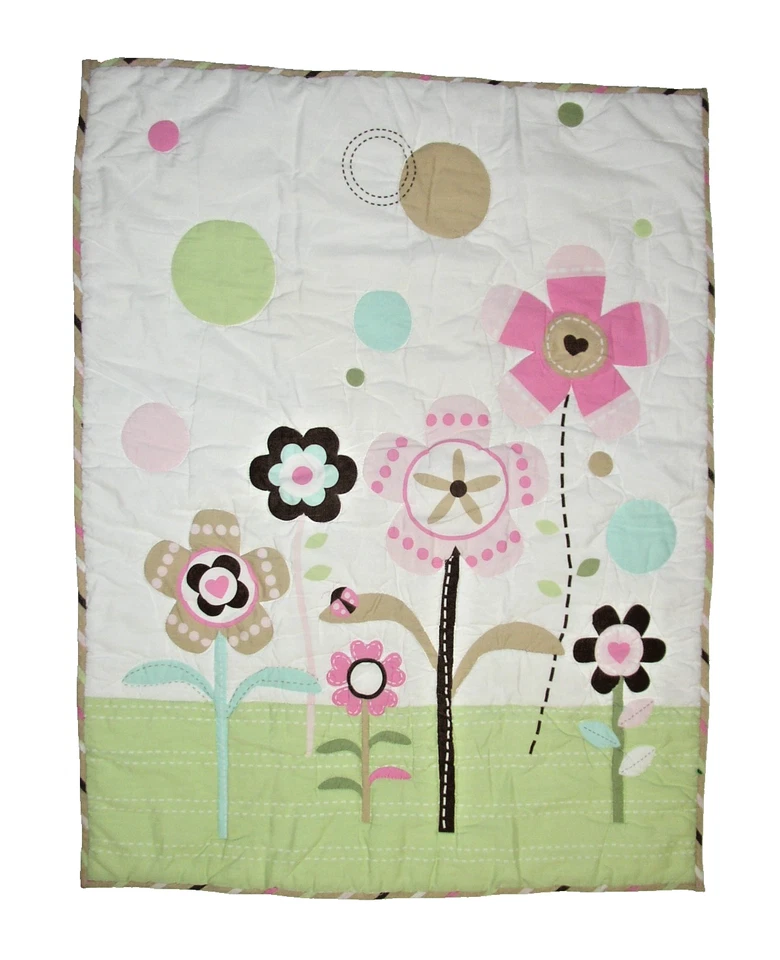 Manta edredón acolchado para cuna a rayas florales Circo usado en excelente estado Foto 2 de 4