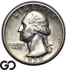 1936-D Washington Quarter Tougher Date, Choice AU++