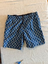 Lands' End Men's Blue Swim Trunks Medium 32-34 Mesh Lined 8 In Inseam Used