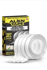 Alien Tape Multipurpose Double Sided Removable Reusable Durable 4 Rolls 10' New