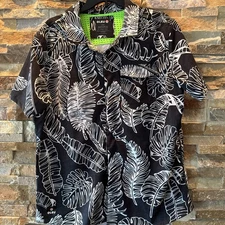 OLEU Neptune Board Shirt Mens Large Short Sleeve Snap Button Floral