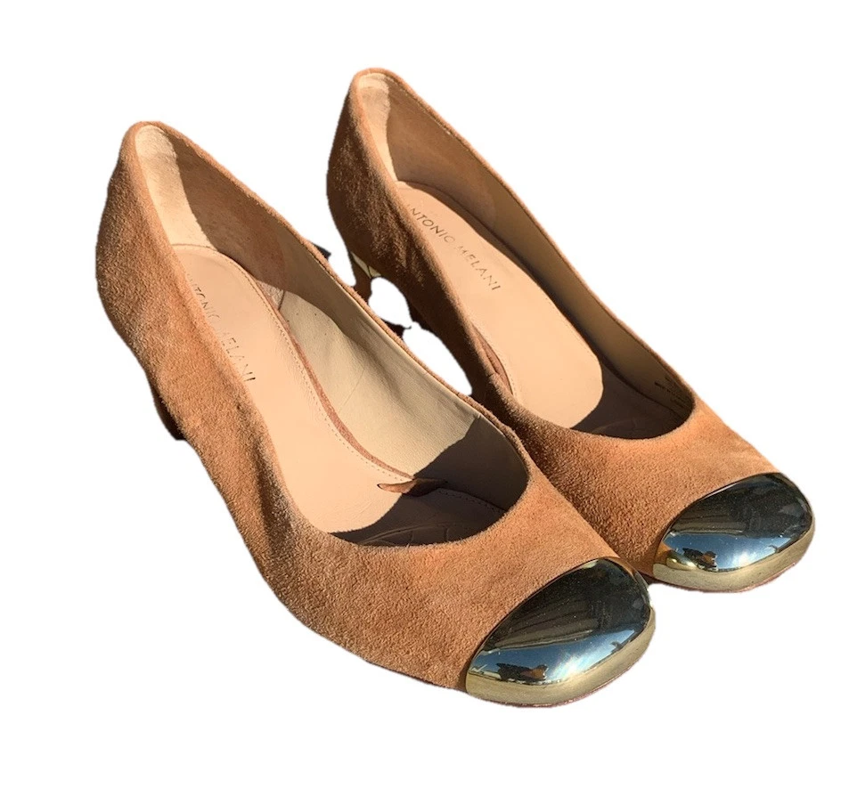 Antonio Melani Tacones Gamuza Tostada 2 Tonos Metal Puntera 8.5 M Metálico Foto 2 de 4