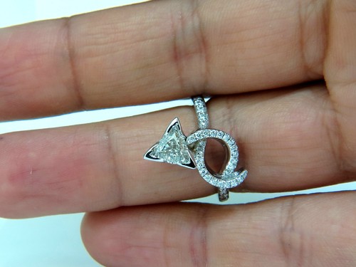 1.56CT TRILLIANT NATURAL DIAMOND CROSSOVER RING MODERN ERA 14KT GOLD *v - Picture 8 of 9