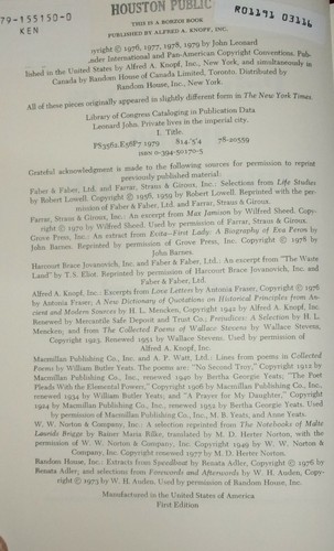PRIVATE LIVES IN THE IMPERIAL CITY-Essays by JOHN LEONARD-1st Edition HC w/DJ! - Picture 4 of 6