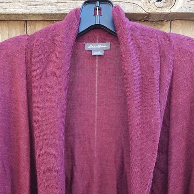 Cardigan Eddie Bauer Femme - Taille M - Couleur Vin - Maille Col Drapé Ouvert - Occasion Très Bon état