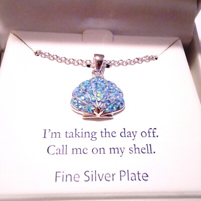 Belk Silverworks Silver Plate Aurora Borealis Shell Pendant