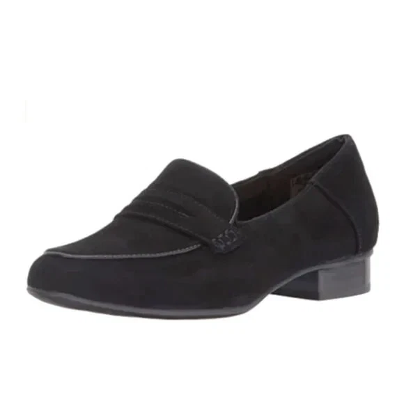 Mocassino Clarks Keesha Luca donna taglia 8 5 scarpe nero scamosciato classico tinta unita Penny
