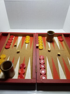 Vintage Crisloid Backgammon Set Bakelite Butterscotch & Cranberry