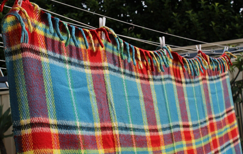 Swan Warm Wool Travel Car Lap Rug Picnic Plaid Fringe Blanket China Vtg Retro - Picture 16 of 24