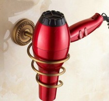 Antique Brass Wall Mounted Bathroom Accessories Hair Dryer Holder sba272
