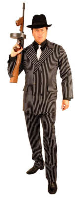 Charades Gangster Mobster Striped Suit Mens Plus Size Halloween Costume 52162