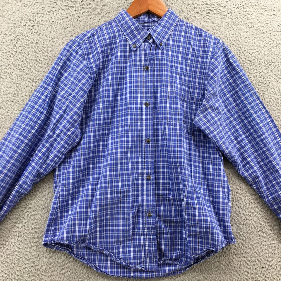 Camisa Roper con botones para mujer M azul a cuadros manga larga bolsillo logotipo bordado Foto 2 de 4