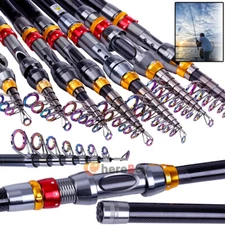 Portable Travel Spinning Pole Carbon Fiber Telescopic Fishing Rod Sea Freshwater