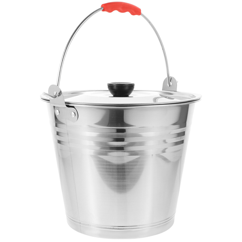 Stainless Steel Milk Pail with Lid Heavy Duty Ranch Bucket eBay