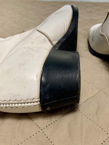 Vintage weiße Leder 70er Jahre Cheerleading Schuhe Stiefel Größe 7 siehe Beschreibung - Bild 8 von 12