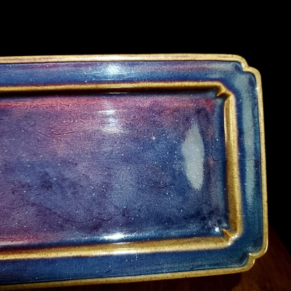 Placa rectangular Fambe esmalte púrpura horno jun porcelana dinastía Song antigua de 10,4" Foto 3 de 4