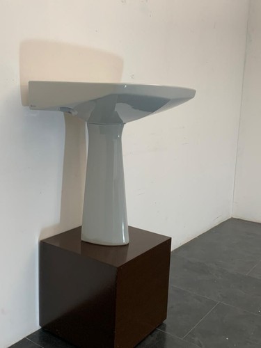 Lavabo con colonna grigio platino di Gio Ponti per Ideal Standard, anno 1953 - Foto 10 di 12