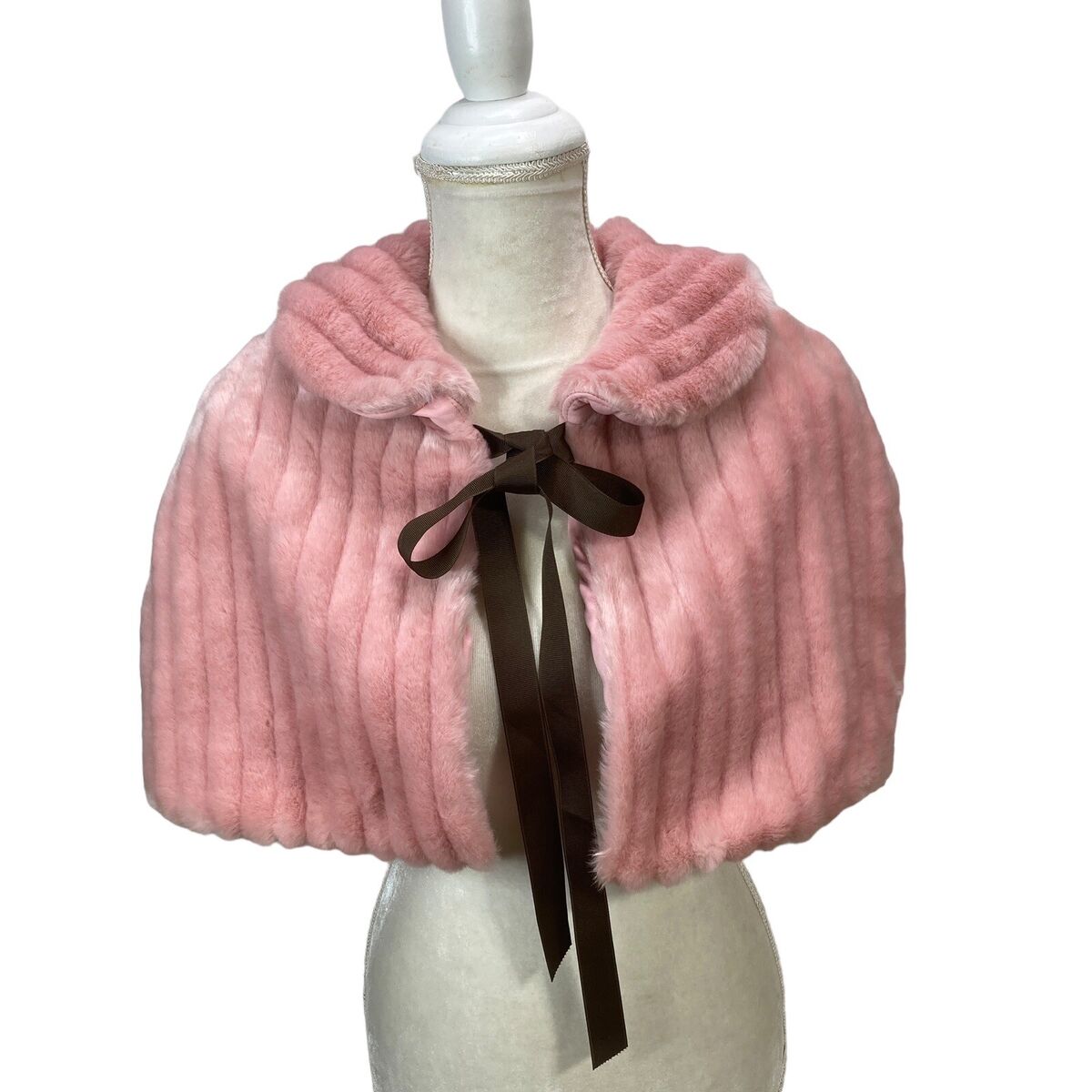 Vintage Faux Fur Stole Shawl Wrap Cape Pink Silvergate Moa Vintage Faux Fur Stole Shawl Wrap Cape Pink Silvergate Moa