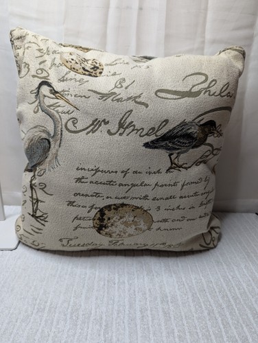 Pillow Shore Birds Coast Beach Beige Zipper 15 Inches Coastal Cottage coreDecor - Picture 3 of 8