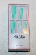 Joay Fashion Press-on  Nails Light Blue And White Long Nails Art Kit
