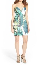 Missguided Leaf Print Strapless Minidress Sz 10