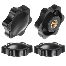 4pcs Star Knobs M6 Thread 38mm Head Non-Through Hole Clamping Handles Black
