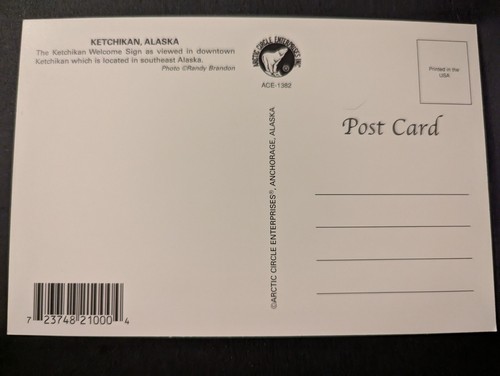 Postkarte Willkommen in Ketchikan Schild Innenstadt von Alaska Autos Geschäfte Menschen - Bild 2 von 2