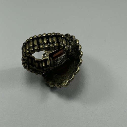 Vtg Ladies' Estate Find Fashion Ring Jewelry Wood & Metal, Stretch Band - Picture 3 of 5